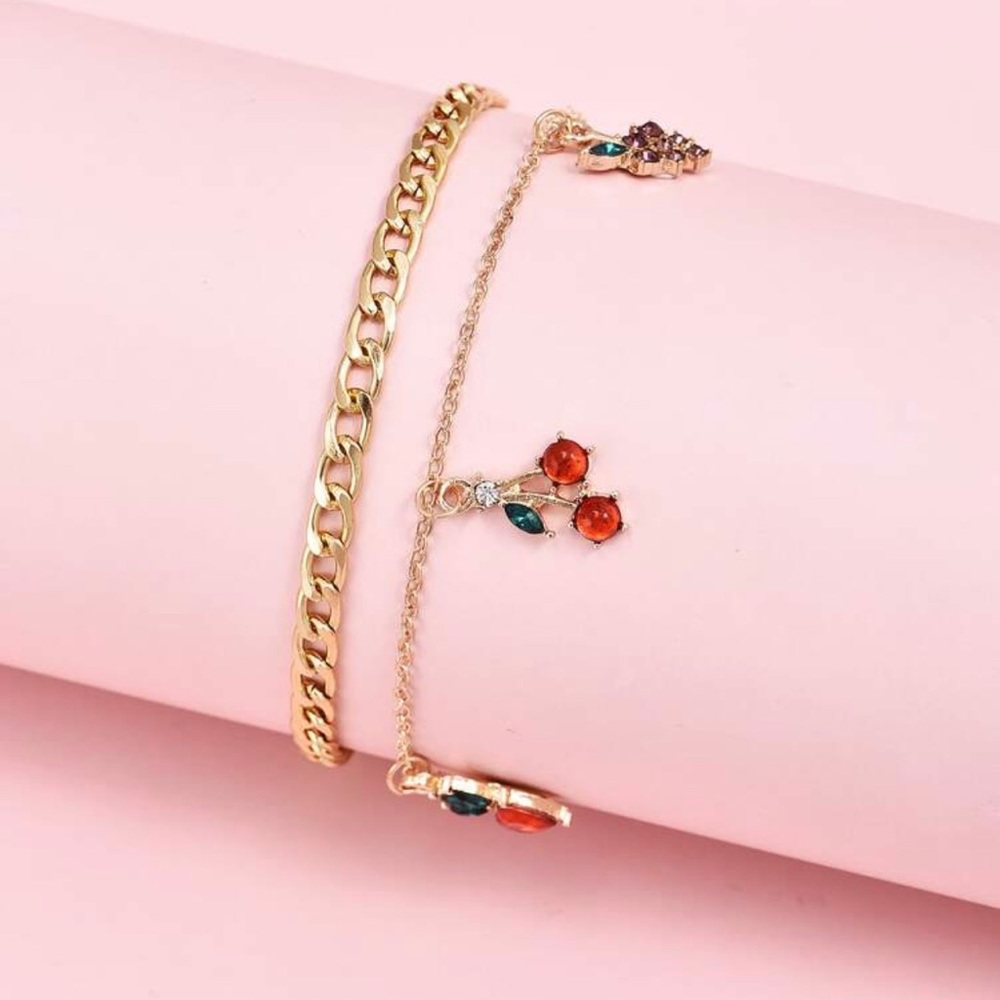 Cherry charm bracelet set